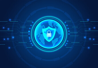 Fototapete - smart shield technology data protection Data destruction attacks prevent data loss or corruption. Program developers use it for large and small companies.