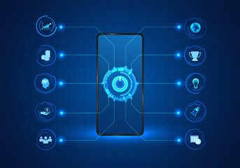 Poster - Smartphone technology that comes to help manage business people is a solution to problems, including financial transactions, finding new ideas. and send information to customers help the company grow