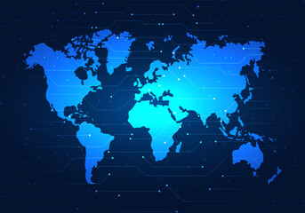 Poster - technology background world map that connects people together let everyone in the world be able to f