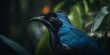 Blue Bird-of-Paradise close up with plants background. Generative AI