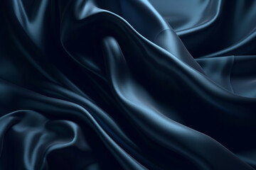 Poster - silk Abstract dark blue background. Silk satin. Navy blue color. Elegant background,  Generative AI