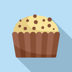 Canvas Print - Bread muffin icon flat vector. Cake food. Sweet chip