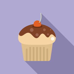 Sticker - Pastry muffin icon flat vector. Cake food. Cute nutrition