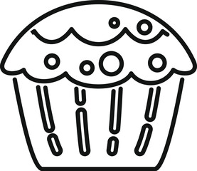 Sticker - Menu muffin icon outline vector. Cake food. Sweet bakery