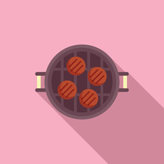 Sticker - Home bbq icon flat vector. Meat food. Cook roast