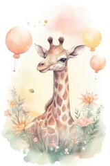 watercolor illustration kawaii animals