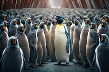 Pinguin Giving A Speech To Other Penguins/ Penguin Colony