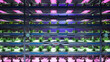 3d illustration render of vertical farm in modern background purple lights for plants with drone ai control growth proces
