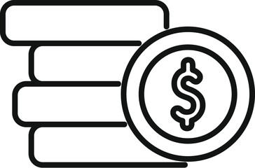 Canvas Print - Coin stack icon outline vector. Money finance. Business reserve