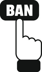 Poster - ban click icon simple vector. email user. cyber trash