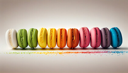 Wall Mural - colorful french macaroons stacked for sweet celebration generated by ai