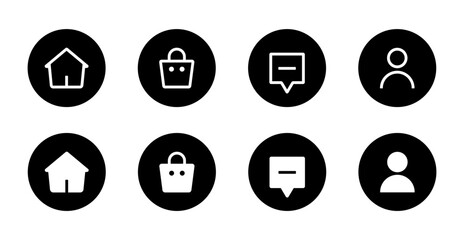 Poster - Home, shop, inbox, and profile icon vector. Social media Tiktok menu ui