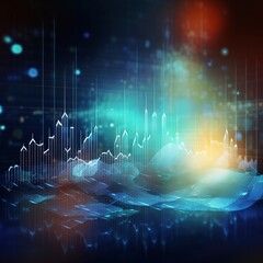 Poster - graph chart digital technology and trader online trading investment in stock market for cryptocurrency money. generative ai