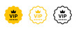 vip badges icon, label or tags vip icons. and crown icon with five stars sign symbol - premium membership icon. vector illustration