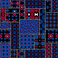 Poster - Vector ethnic tribal pattern. Seamless art image. Rhombuses patchwork.