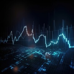 Poster - market graph on blue background. generative ai