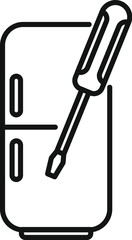 Poster - Repair fridge icon outline vector. Electric service. Cooler gear