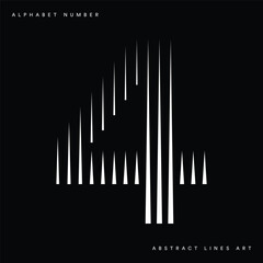 Aufkleber - Number 4 with Abstract Line Pattern