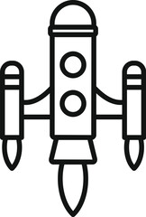 Poster - jet boost icon outline vector. rocket fire. shuttle ship