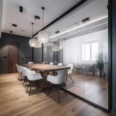 Canvas Print - modern office and meeting room. generative ai