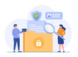 Database and personal data security, cyber data security, privacy, flat design concept illustration template