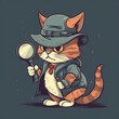cat of mystery, in the style of adventure themed, comic art, cute pet, witty and clever cartoons, Created using generative AI. 