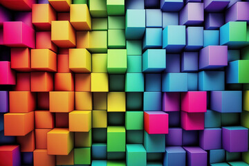 Wall Mural - Abstract background of cube blocks wall stacking design for cubic wallpaper background . Admirable Generative AI image .