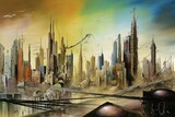 Fototapeta Nowy Jork - New York abstrakcja kolorowa grafika surrealizm Generative AI