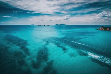 Poster - lone boat floating in the calm waters of a serene lake. Generative AI