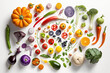© Loktor - Dieta equilibrada verduras y fruta, organización cromática, verduras arcoíris, creado con IA generativa