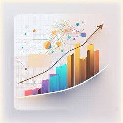 Poster - business graph with arrow, analyzing sales data and economic growth graph chart. Business strategy. Digital marketing. generative ai