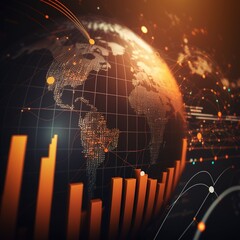 Poster - Business analysis big data sciences and economic growth with financial graph. Concept of virtual dashboard technology digital marketing, generative ai