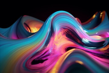 Poster - Abstract fluid neon. Generate Ai