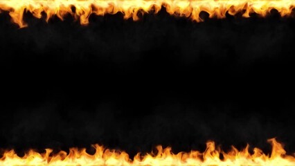 Wall Mural - slow motion burning fire and flames isolated on black background, abstract glowing and blazing