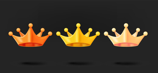 Aufkleber - Different metal achievement icons collection. 3d vector isolated on black background