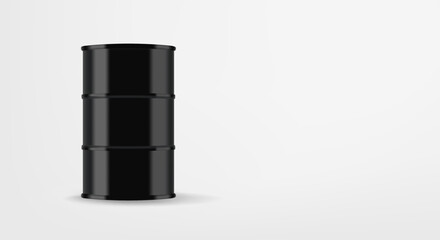 Poster - Black barrel with fuel. 3d vector banner with copy space