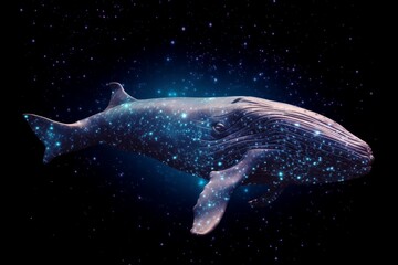  Heavenly whale at stars universe. Generate Ai