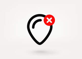 Aufkleber - Map pin pictogram with ban mark. 3d vector icon