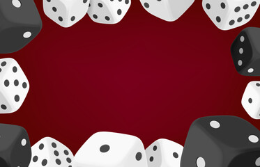 Aufkleber - Casino game concept with dice and casini chips. 3d vector frame with copy space