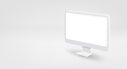 Aufkleber - Modern computer monitor with blank screen. 3d vector banner with copy space