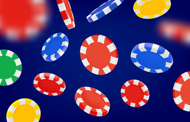 Aufkleber - Casino game concept with color casino chips. 3d vector illustration
