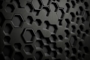 Poster - Black carbon fiber background with hexagons
