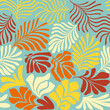 © Oleksandra - Multicolor abstract background with tropical palm leaves in Matisse style. Vector seamless pattern with Scandinavian cut out elements.
