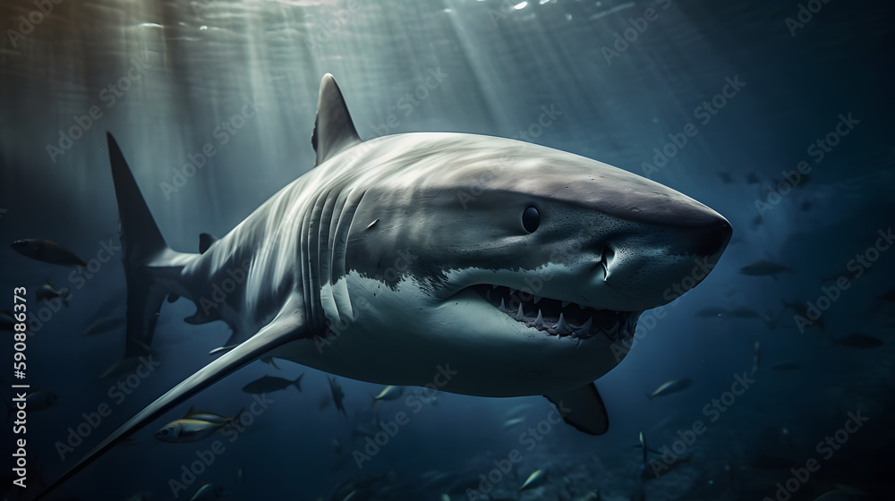 Megalodon in the Deep Sea. Generative AI Stock Illustration | Adobe Stock