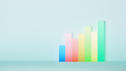 Poster - Bar Chart Graph on light blue background. Column Graph, Infographic element. 3D rendering.
