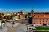 Fototapeta Miasto - Castle Square in the city of Warsaw, seen from above, on a sunny day.