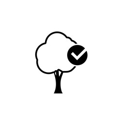 Sticker - Tree with ok tick icon isolated on transparent background