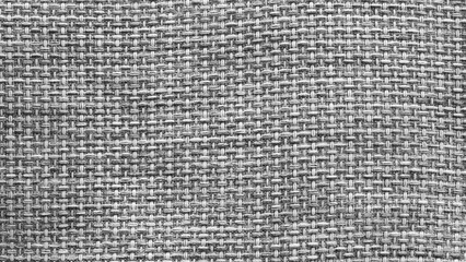 Poster - Black white cotton fabric texture background. Detail of canvas textile material.