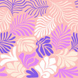 © Oleksandra - Multicolor abstract background with tropical palm leaves in Matisse style. Vector seamless pattern with Scandinavian cut out elements.
