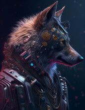 Cyberpunk Wolf Realistic Illustration Generated With AI Tools